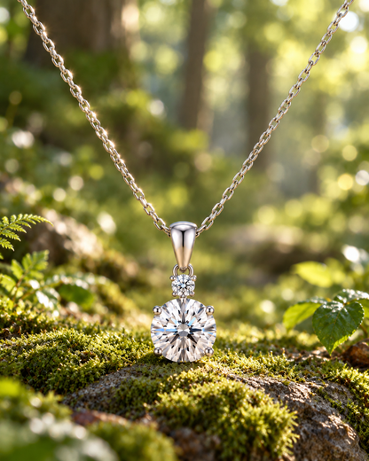 Solitaire CZ Pendant Necklace | Dainty Sterling Silver Chain, Sparkling Look, Helps Elevate Your Everyday Outfit