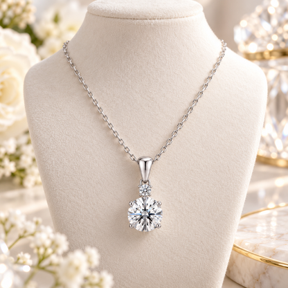 Solitaire CZ Pendant Necklace | Dainty Sterling Silver Chain, Sparkling Look, Helps Elevate Your Everyday Outfit