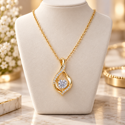 Sparkling Twisted Teardrop Pendant Necklace | Elegant Wear & Comfort Neck Feel, Dazzling Glam Look