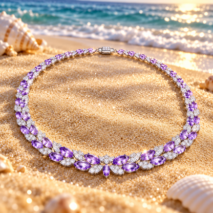 Purple CZ Statement Necklace: Lavender Glow Edition