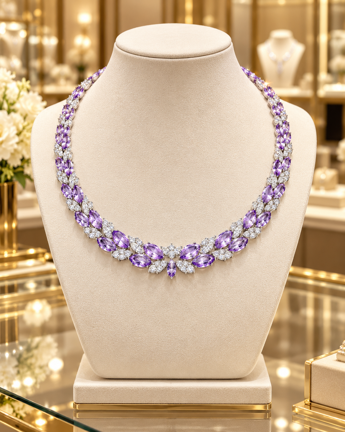 Purple CZ Statement Necklace: Lavender Glow Edition