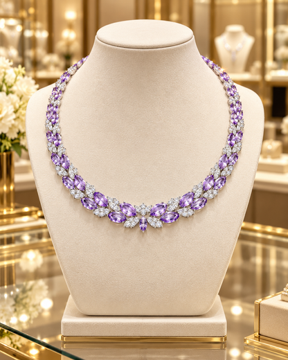 Purple CZ Statement Necklace: Lavender Glow Edition