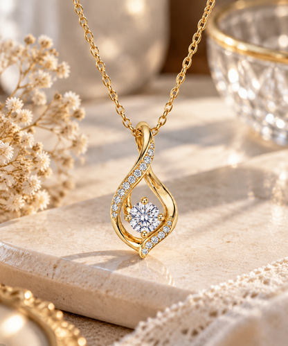 Sparkling Twisted Teardrop Pendant Necklace | Elegant Wear & Comfort Neck Feel, Dazzling Glam Look