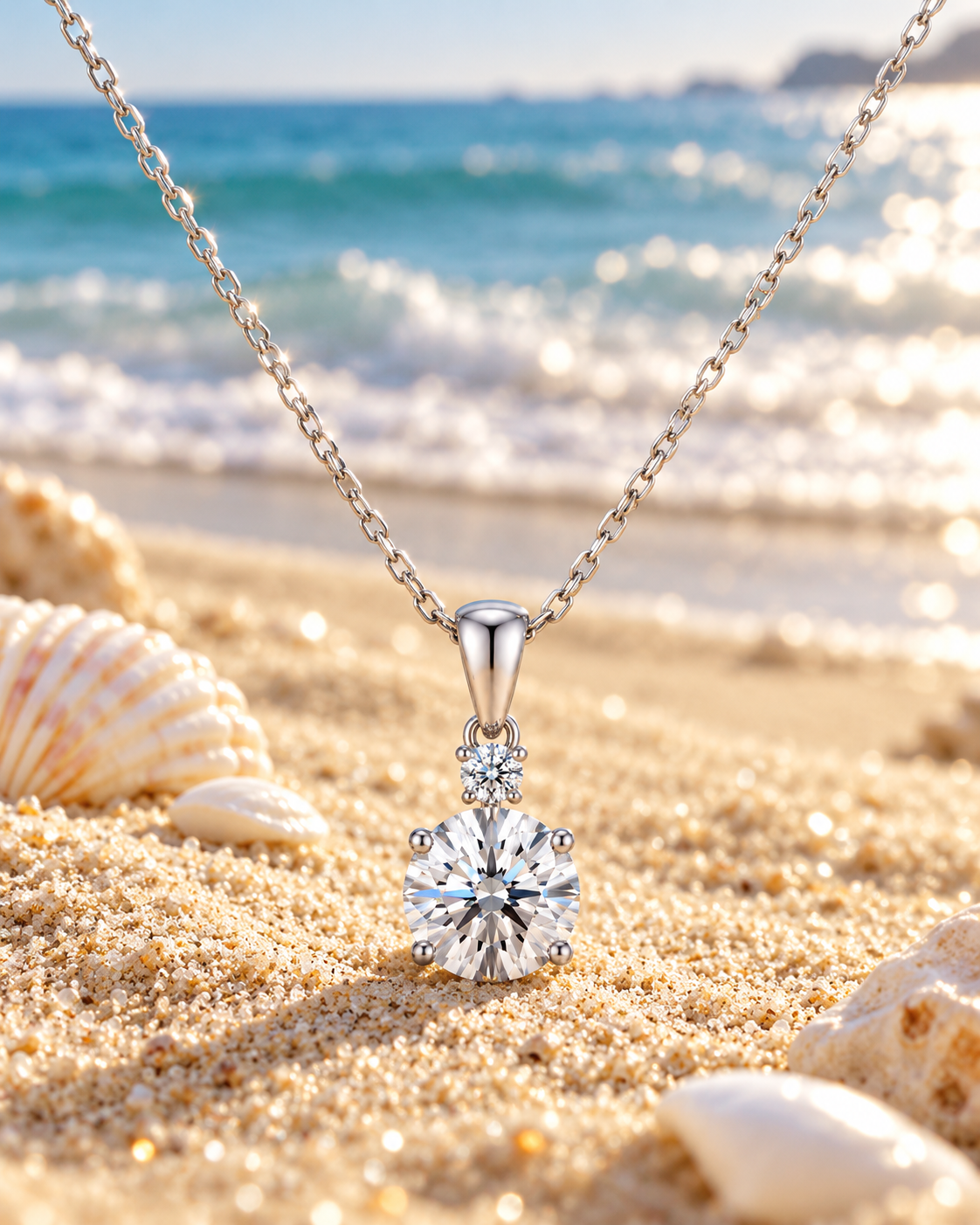 Solitaire CZ Pendant Necklace | Dainty Sterling Silver Chain, Sparkling Look, Helps Elevate Your Everyday Outfit