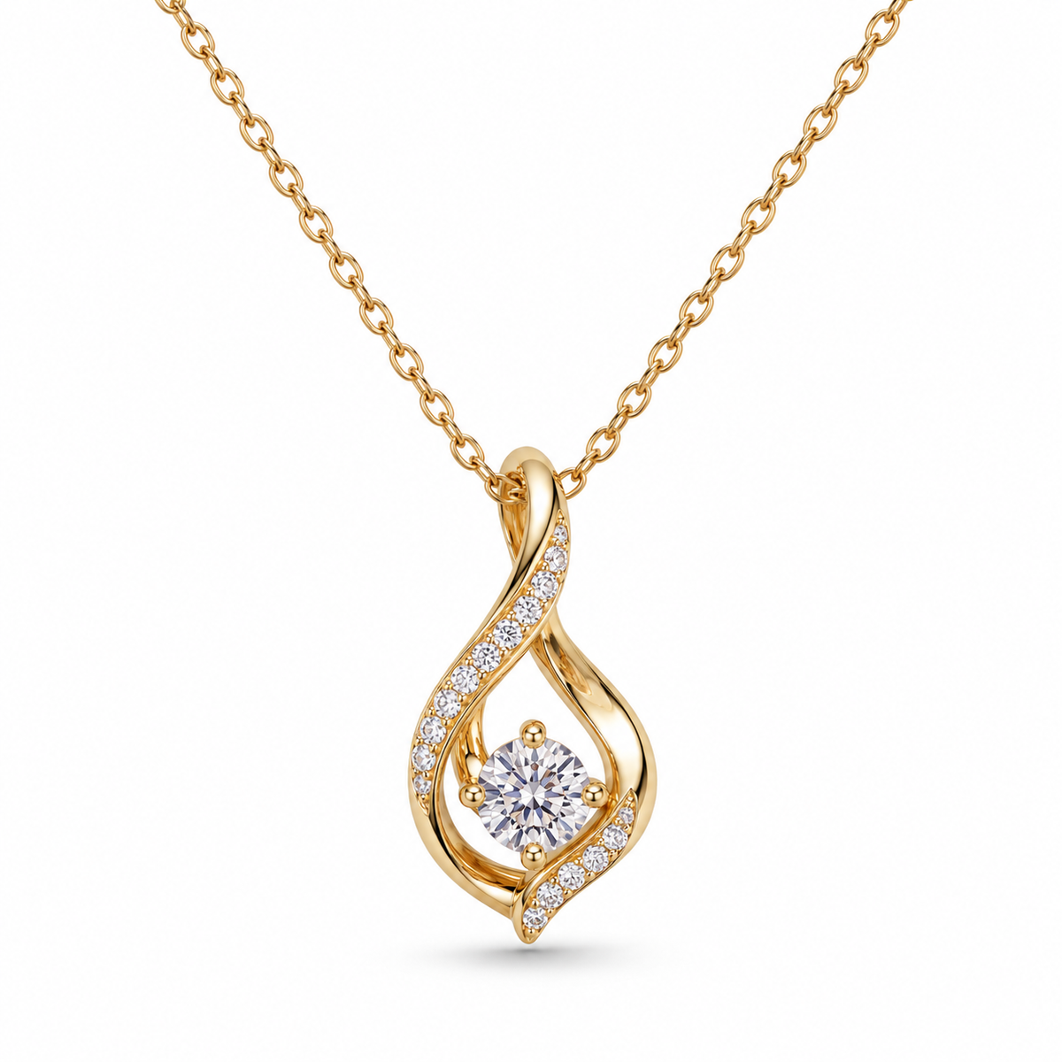 Sparkling Twisted Teardrop Pendant Necklace | Elegant Wear & Comfort Neck Feel, Dazzling Glam Look