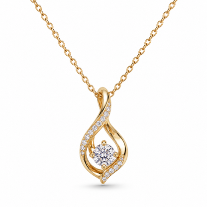 Sparkling Twisted Teardrop Pendant Necklace | Elegant Wear & Comfort Neck Feel, Dazzling Glam Look