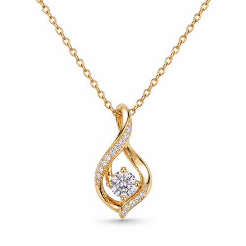 Sparkling Twisted Teardrop Pendant Necklace | Elegant Wear & Comfort Neck Feel, Dazzling Glam Look