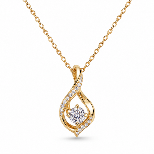 Sparkling Twisted Teardrop Pendant Necklace | Elegant Wear & Comfort Neck Feel, Dazzling Glam Look