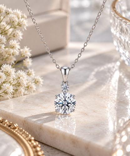 Solitaire CZ Pendant Necklace | Dainty Sterling Silver Chain, Sparkling Look, Helps Elevate Your Everyday Outfit