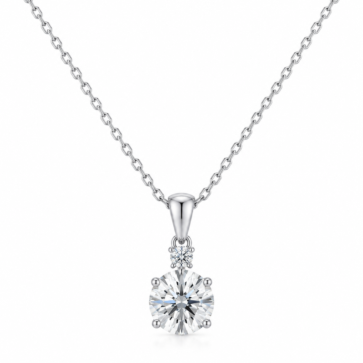 Solitaire CZ Pendant Necklace | Dainty Sterling Silver Chain, Sparkling Look, Helps Elevate Your Everyday Outfit