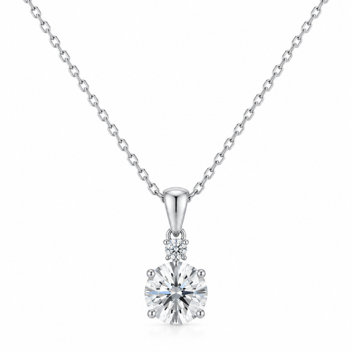 Solitaire CZ Pendant Necklace | Dainty Sterling Silver Chain, Sparkling Look, Helps Elevate Your Everyday Outfit