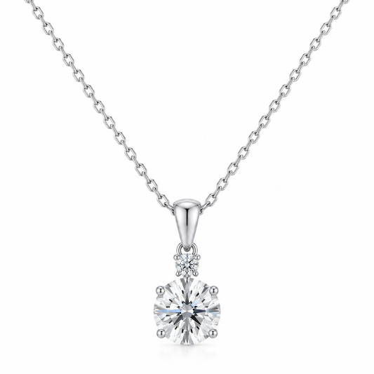 Solitaire CZ Pendant Necklace | Dainty Sterling Silver Chain, Sparkling Look, Helps Elevate Your Everyday Outfit