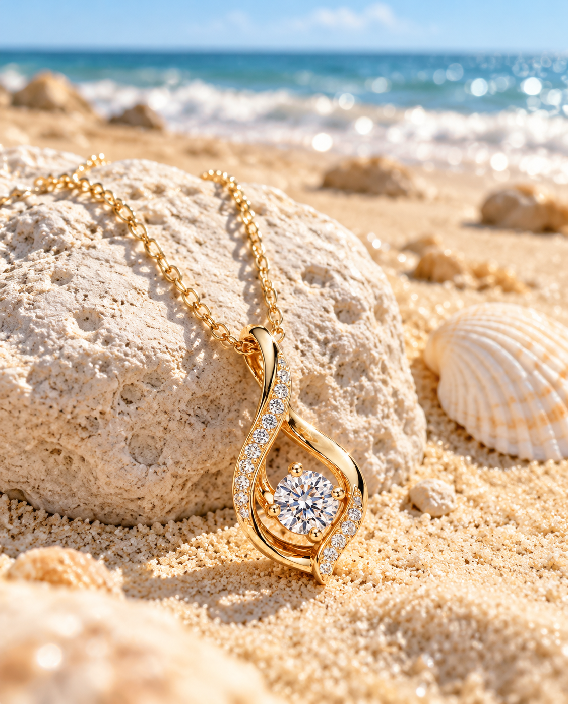 Sparkling Twisted Teardrop Pendant Necklace | Elegant Wear & Comfort Neck Feel, Dazzling Glam Look